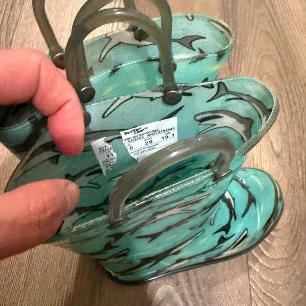 Whale Print Kids Boots - Green
